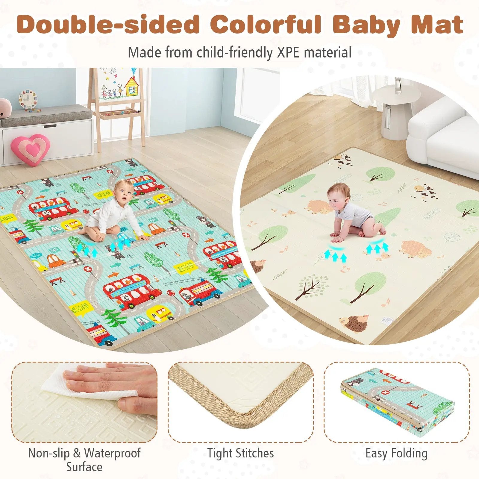 Baby Playpen with Mat and Breathable Mesh-Gray by DirectDeals