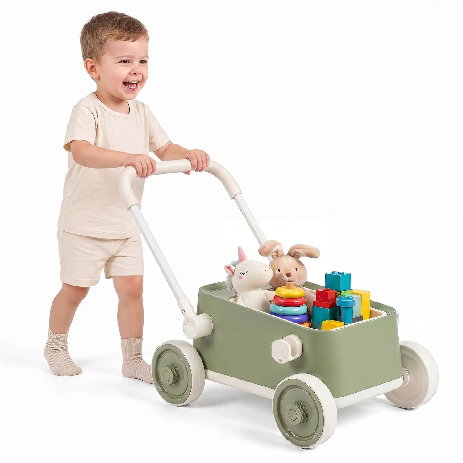 Push Walker with Storage Basket and Foldable Handle by DirectDeals