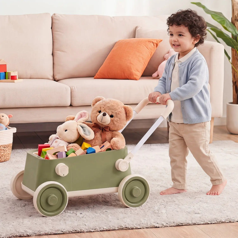 Push Walker with Storage Basket and Foldable Handle by DirectDeals