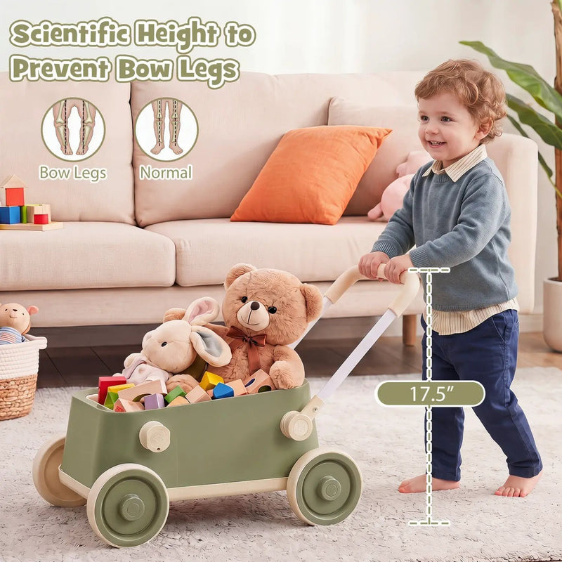 Push Walker with Storage Basket and Foldable Handle by DirectDeals