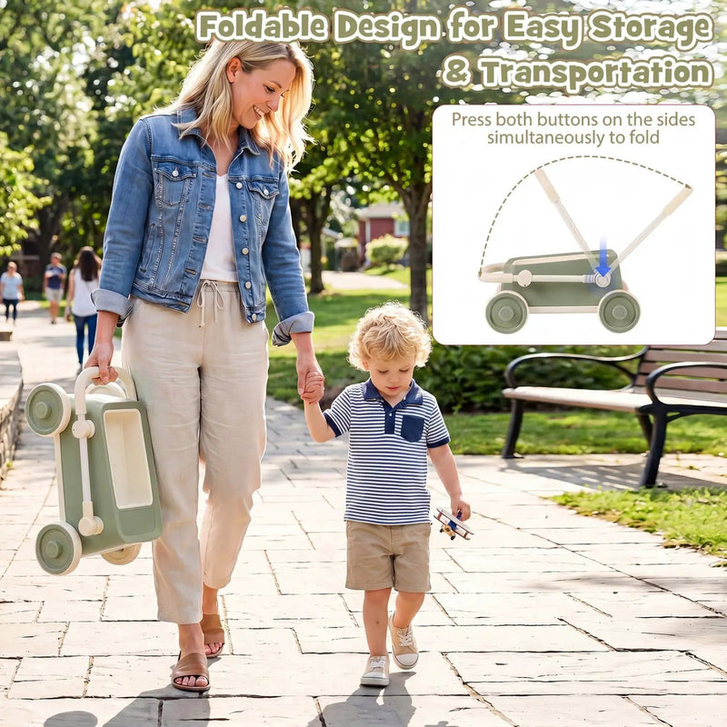 Push Walker with Storage Basket and Foldable Handle by DirectDeals