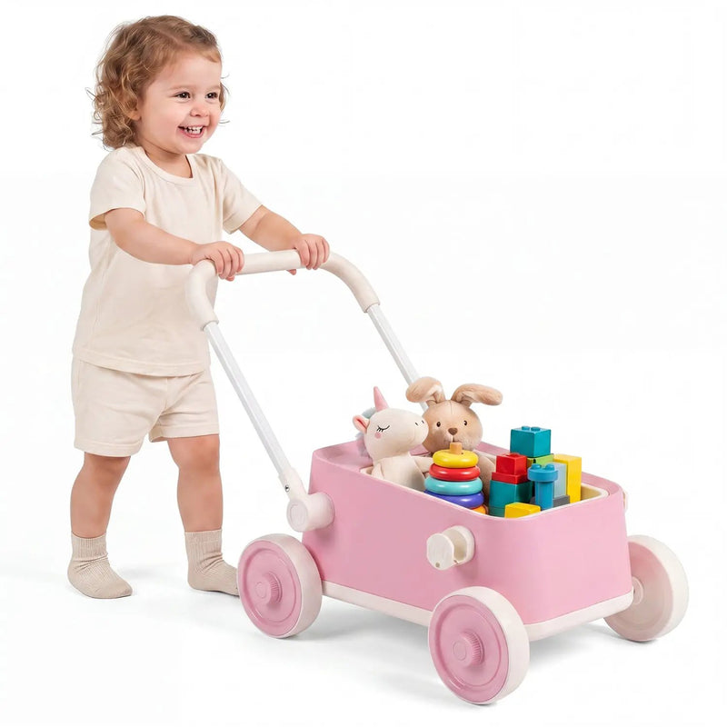 Push Walker with Storage Basket and Foldable Handle by DirectDeals