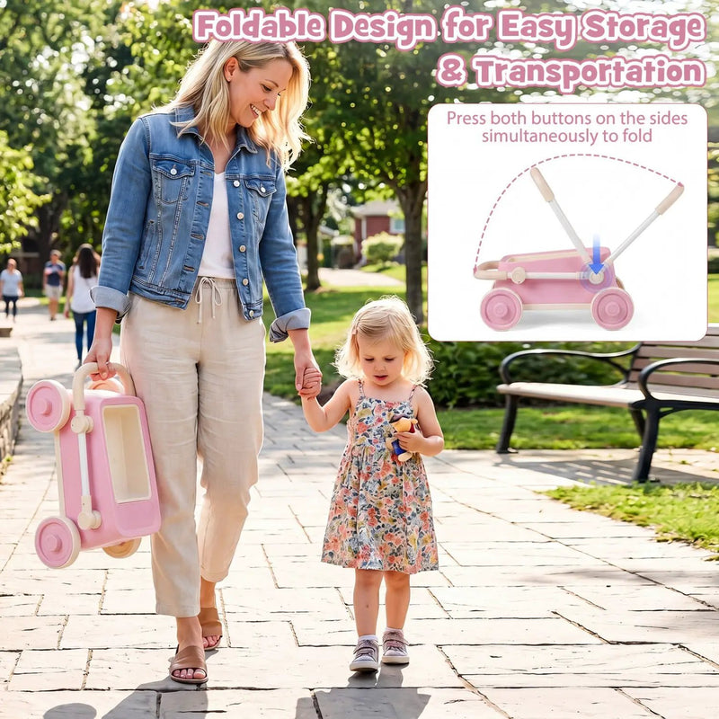 Push Walker with Storage Basket and Foldable Handle by DirectDeals
