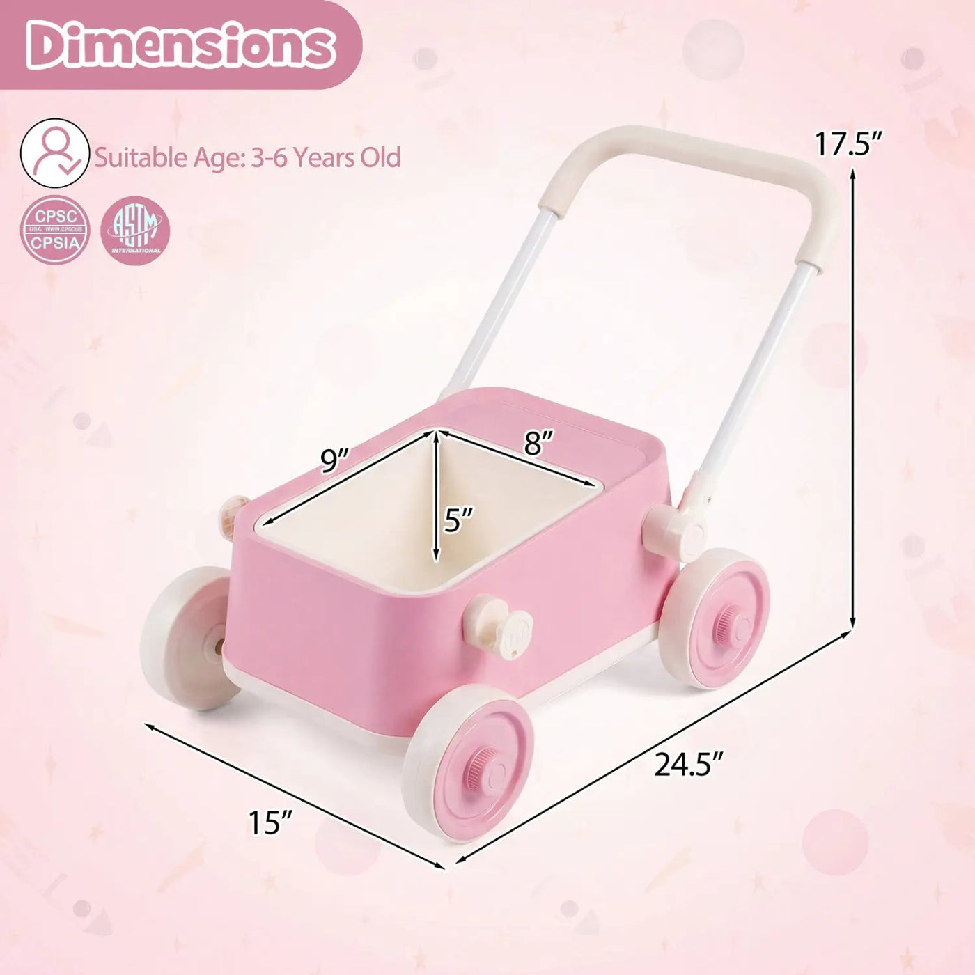 Push Walker with Storage Basket and Foldable Handle by DirectDeals