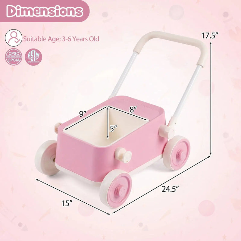 Push Walker with Storage Basket and Foldable Handle by DirectDeals