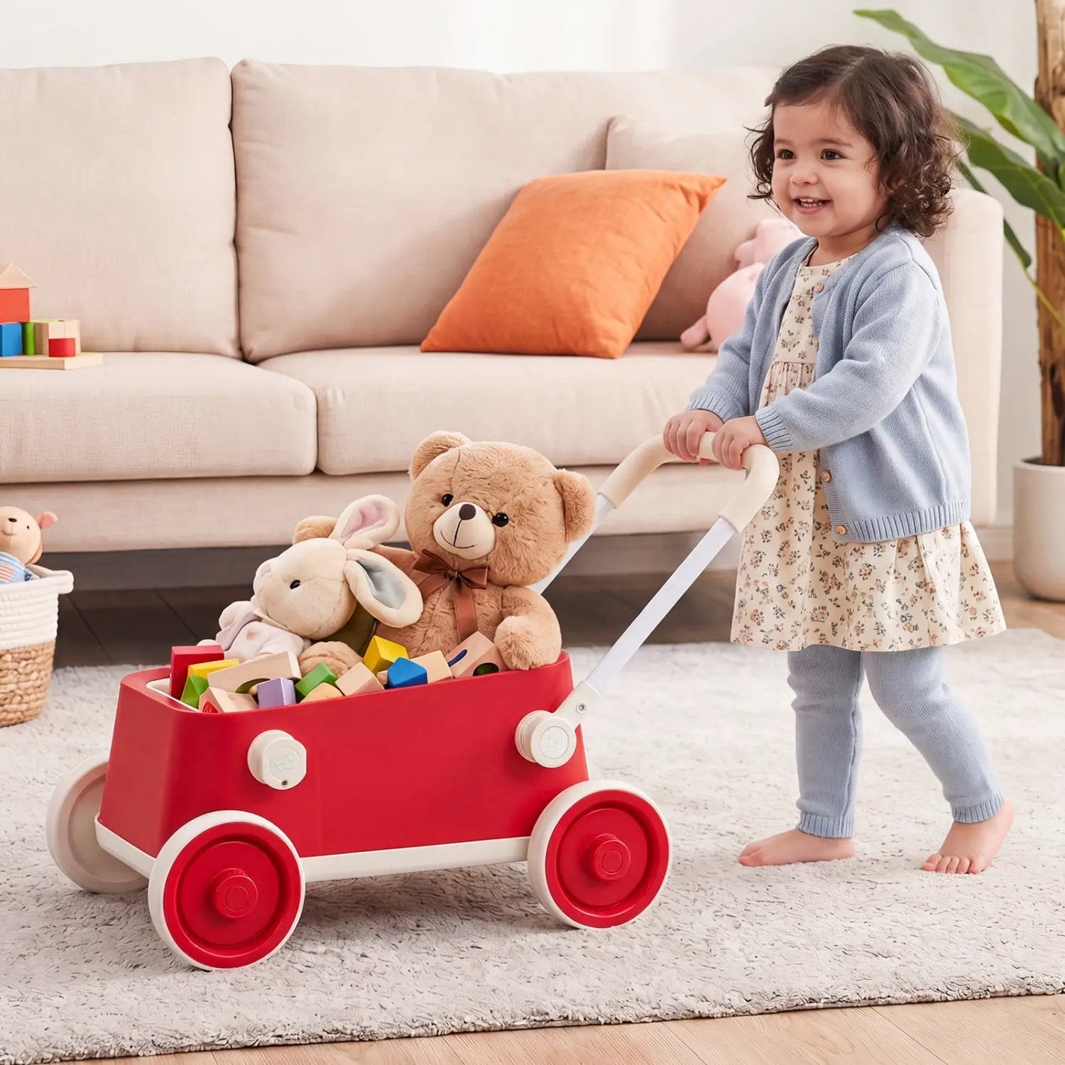 Push Walker with Storage Basket and Foldable Handle by DirectDeals