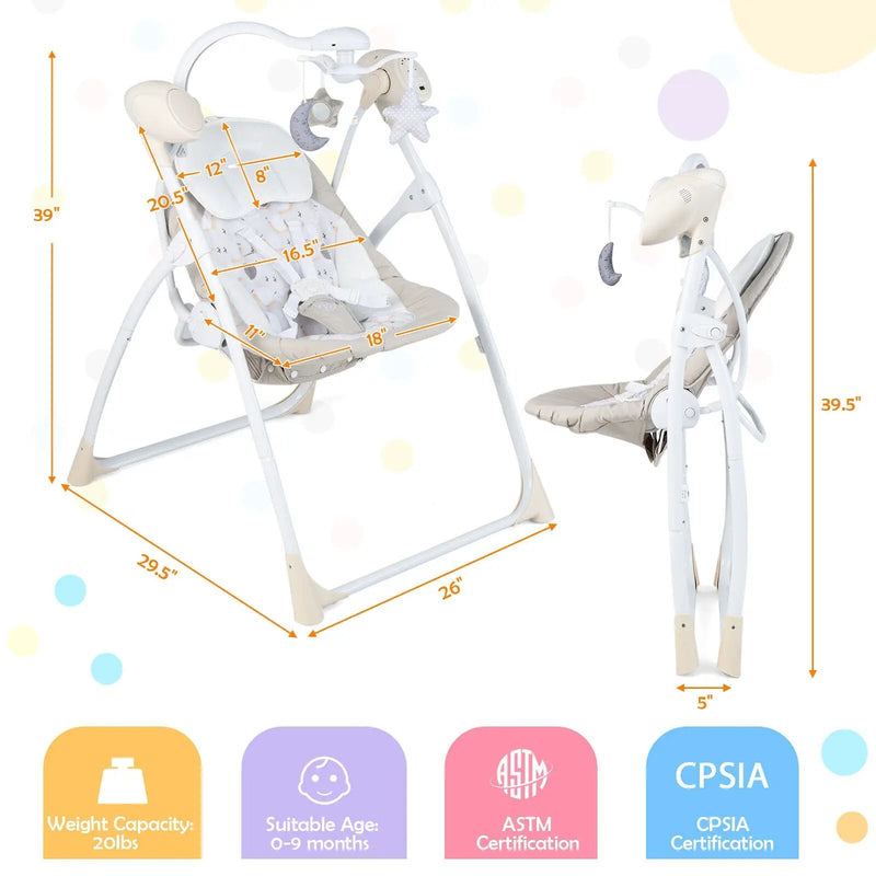 Electric Foldable Baby Rocking Chair with Adjustable Backrest by DirectDeals