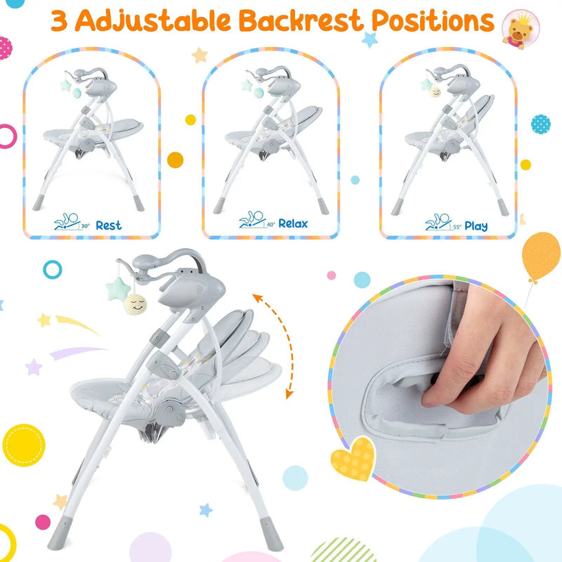 Electric Foldable Baby Rocking Chair with Adjustable Backrest by DirectDeals