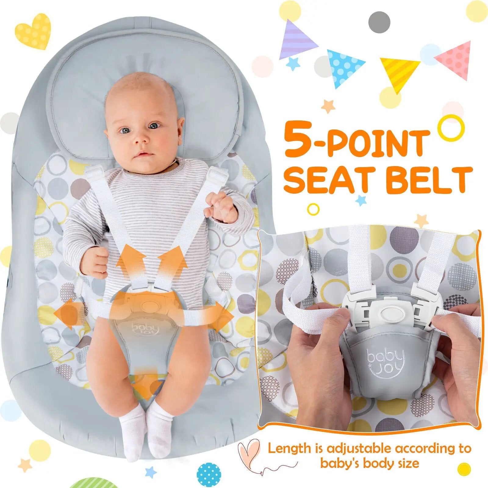 Electric Foldable Baby Rocking Chair with Adjustable Backrest by DirectDeals