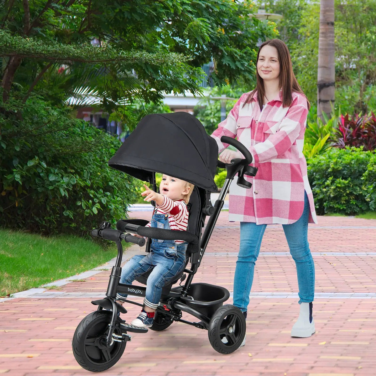 4-in-1 Baby Tricycle Toddler Trike with Reversible Seat and 5-Point Safety Harness by DirectDeals