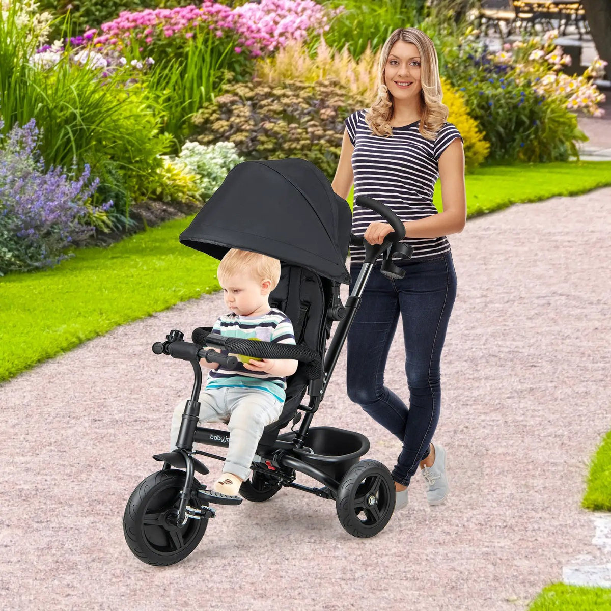 4-in-1 Baby Tricycle Toddler Trike with Reversible Seat and 5-Point Safety Harness by DirectDeals