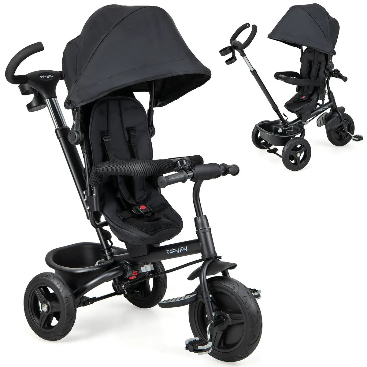 4-in-1 Baby Tricycle Toddler Trike with Reversible Seat and 5-Point Safety Harness by DirectDeals