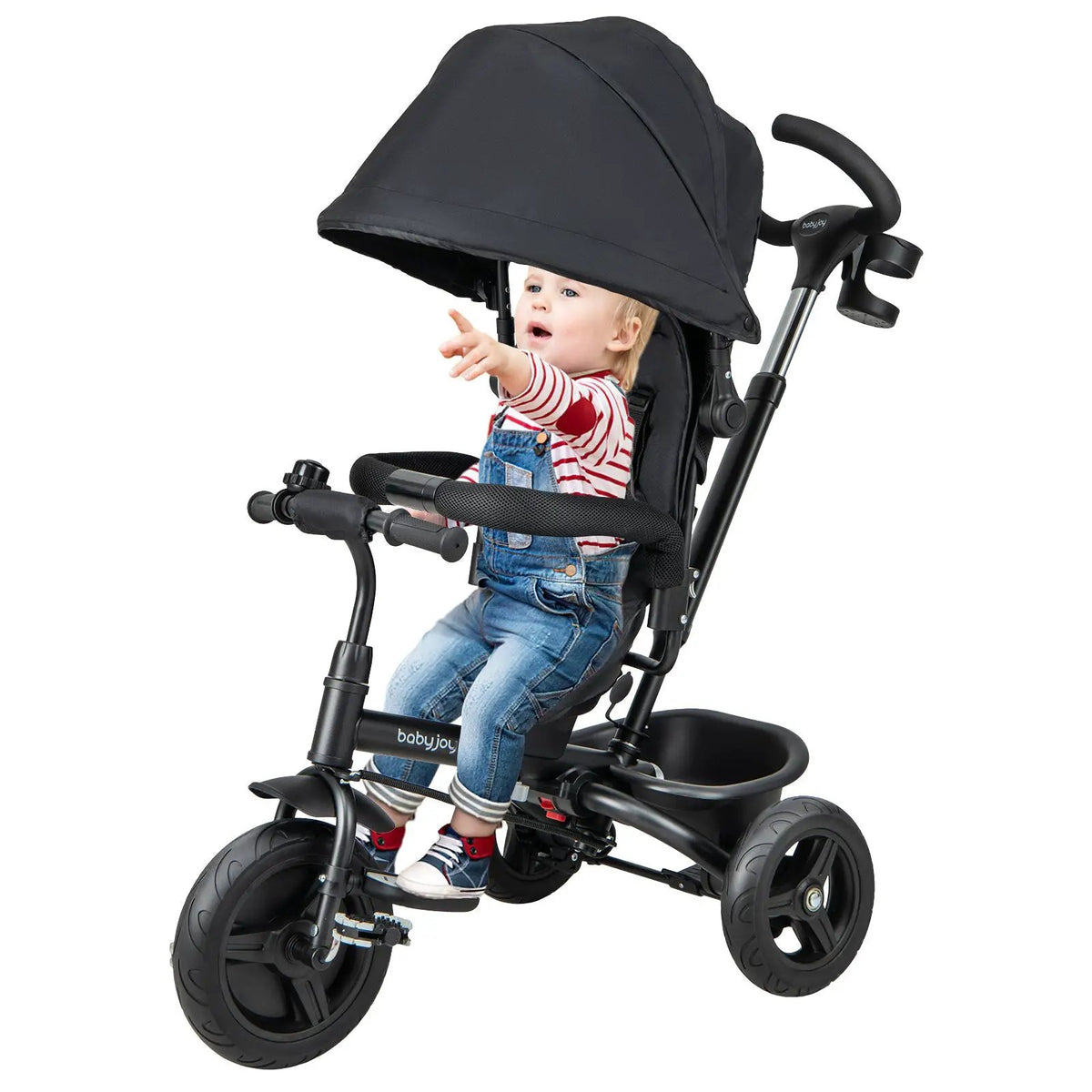 4-in-1 Baby Tricycle Toddler Trike with Reversible Seat and 5-Point Safety Harness by DirectDeals