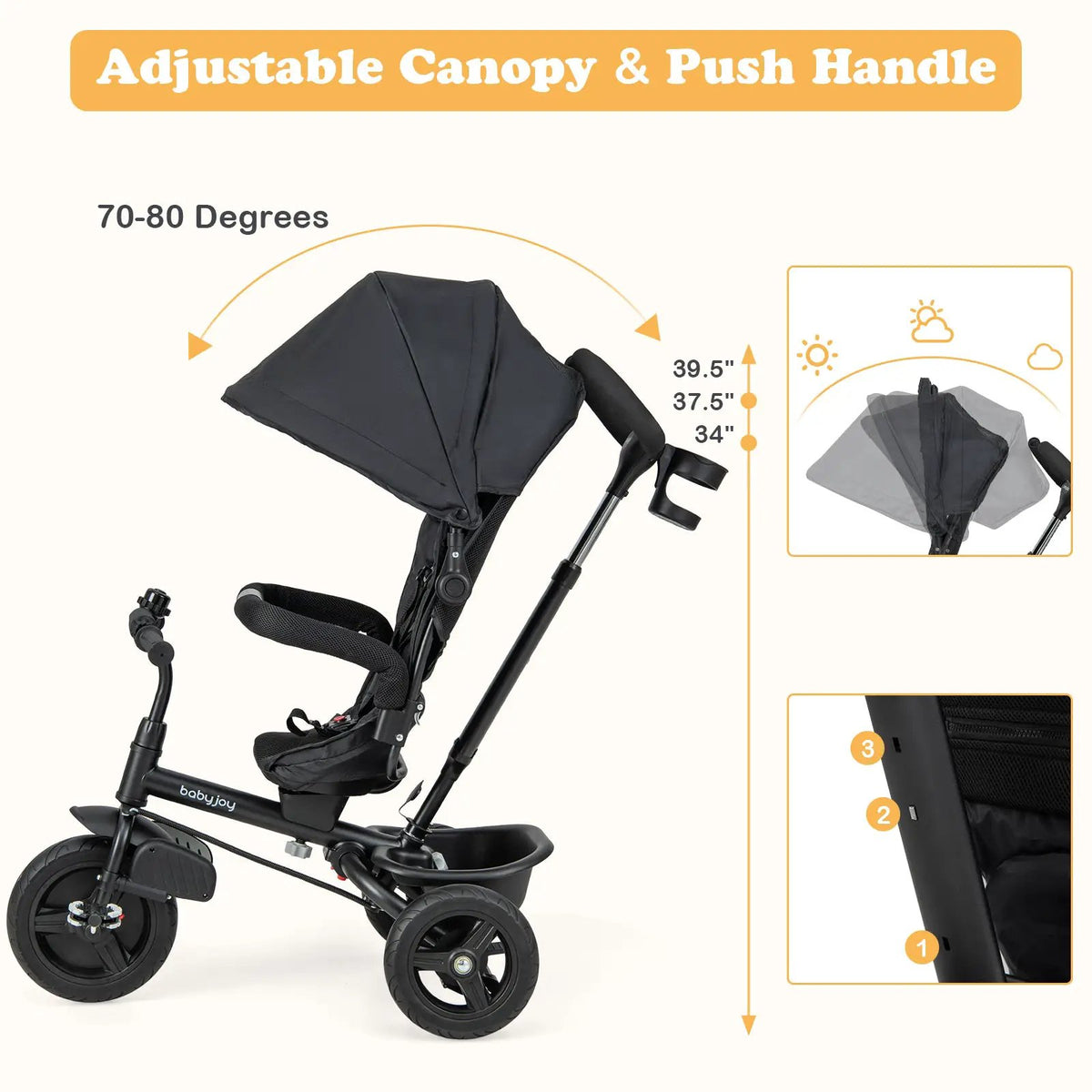 4-in-1 Baby Tricycle Toddler Trike with Reversible Seat and 5-Point Safety Harness by DirectDeals