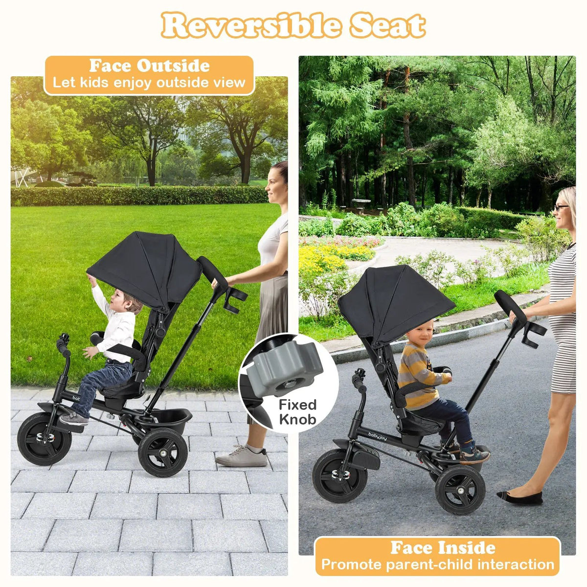4-in-1 Baby Tricycle Toddler Trike with Reversible Seat and 5-Point Safety Harness by DirectDeals