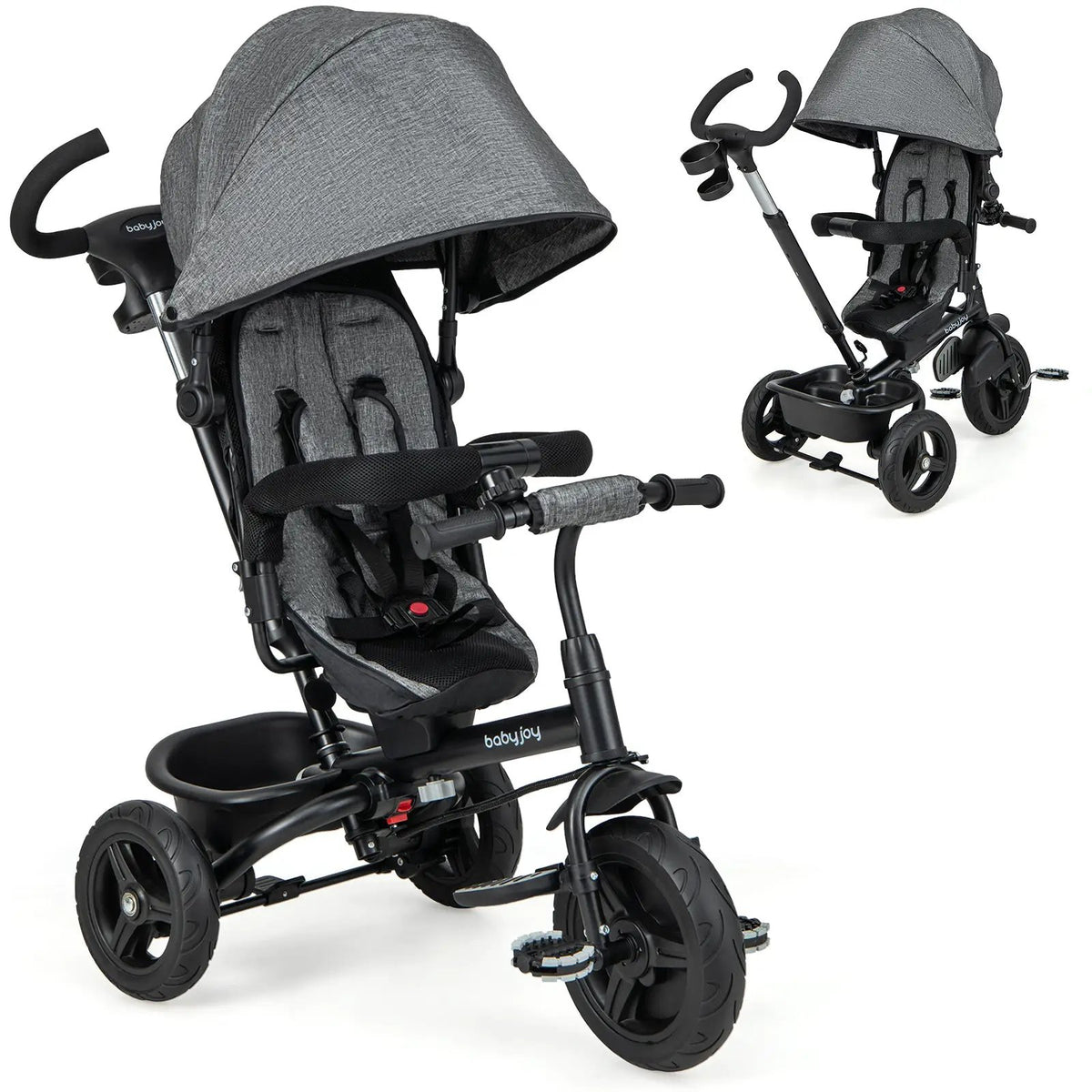 4-in-1 Baby Tricycle Toddler Trike with Reversible Seat and 5-Point Safety Harness by DirectDeals