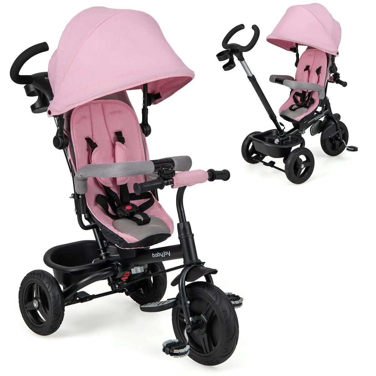 4-in-1 Baby Tricycle Toddler Trike with Reversible Seat and 5-Point Safety Harness by DirectDeals