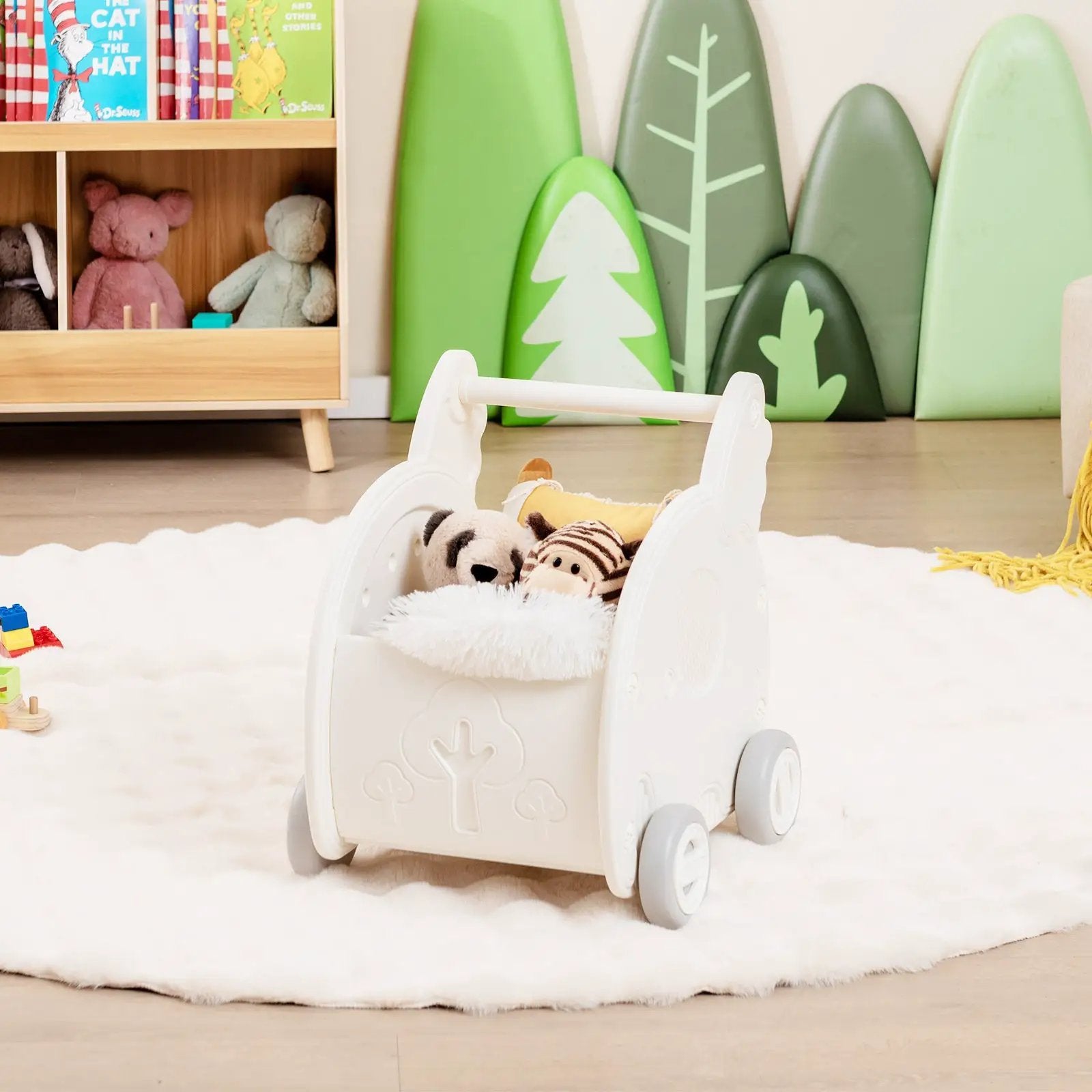 Baby Walker Push Toy with Handle for Boys Girls of 3+ Years Old-White by DirectDeals