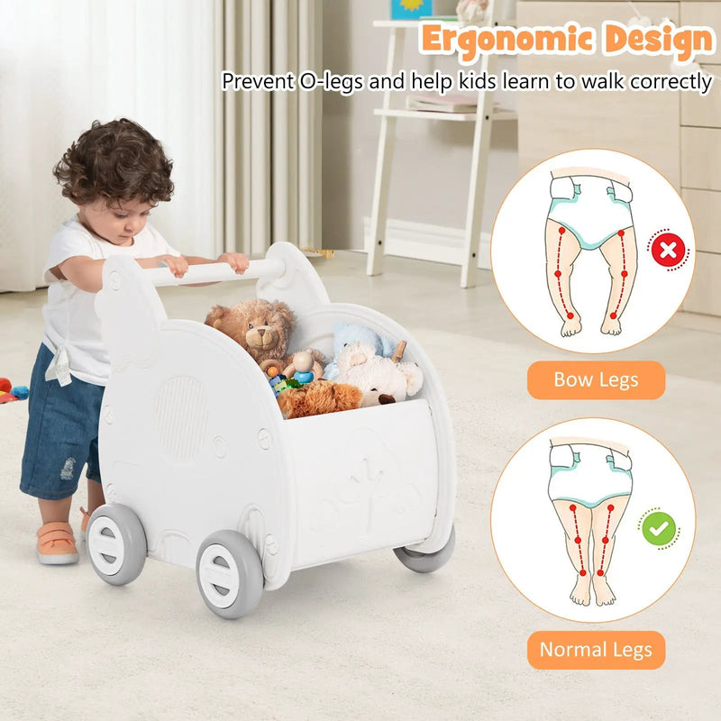 Baby Walker Push Toy with Handle for Boys Girls of 3+ Years Old-White by DirectDeals