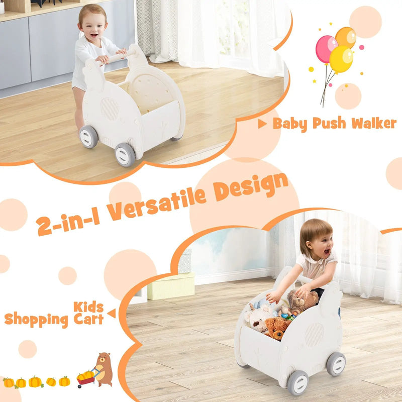 Baby Walker Push Toy with Handle for Boys Girls of 3+ Years Old-White by DirectDeals