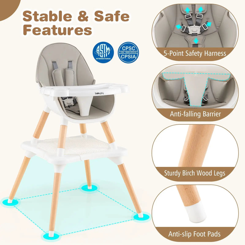 5-in-1 Baby Wooden Convertible High Chair by DirectDeals