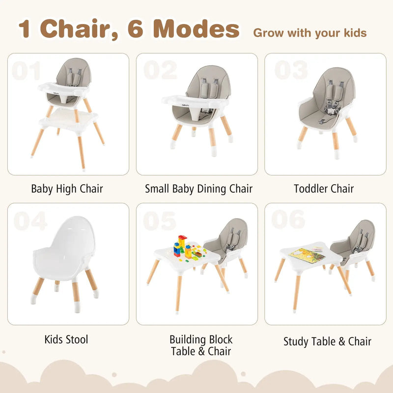 5-in-1 Baby Wooden Convertible High Chair by DirectDeals