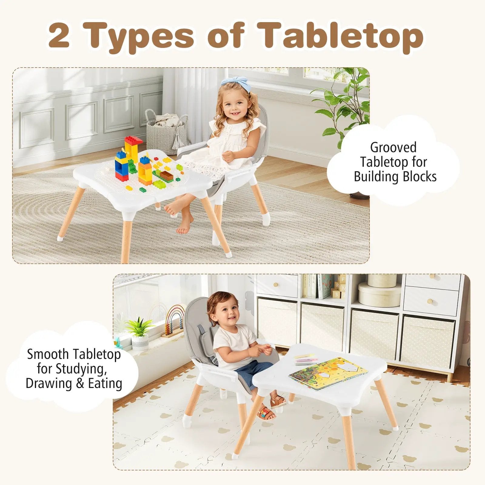 5-in-1 Baby Wooden Convertible High Chair by DirectDeals