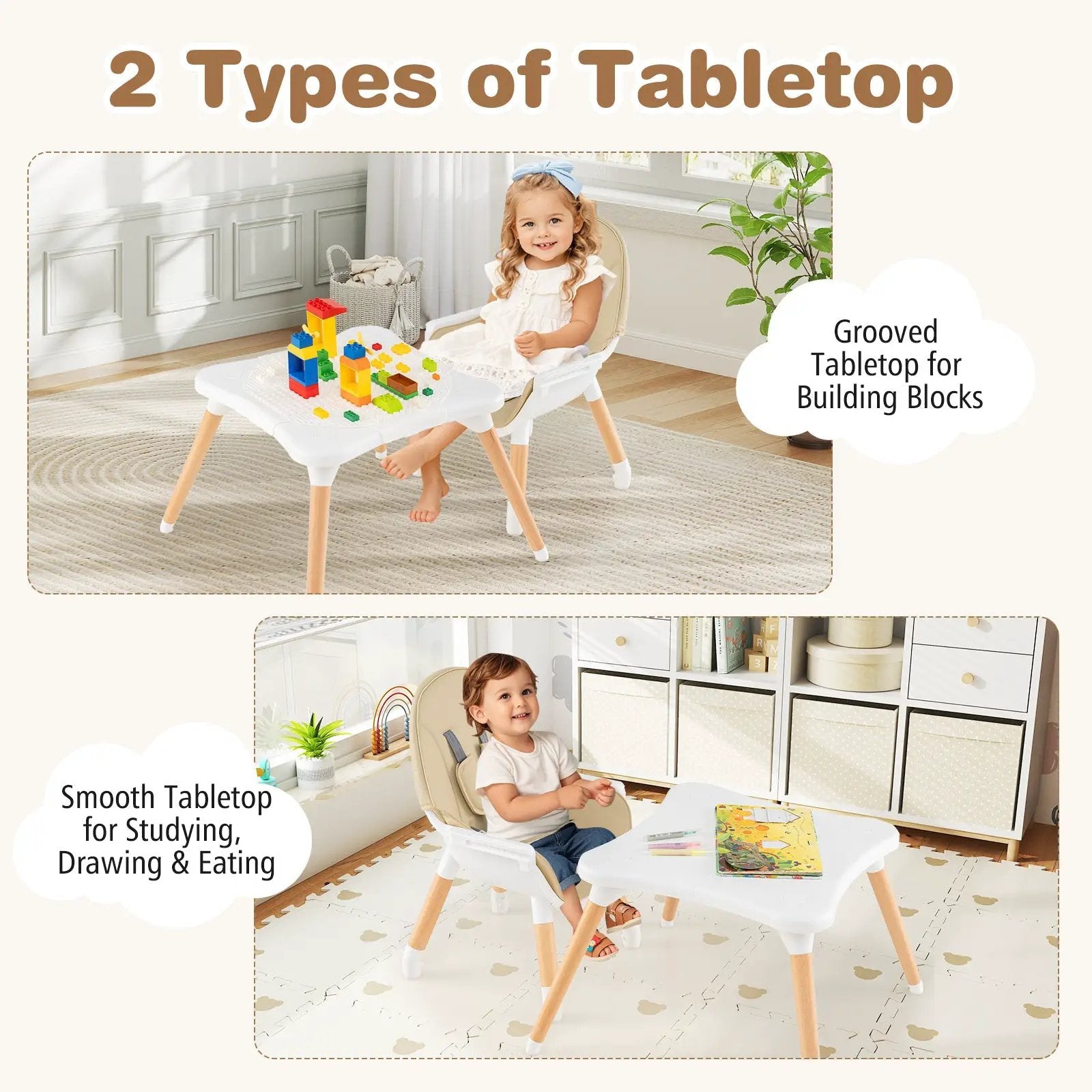 5-in-1 Baby Wooden Convertible High Chair by DirectDeals