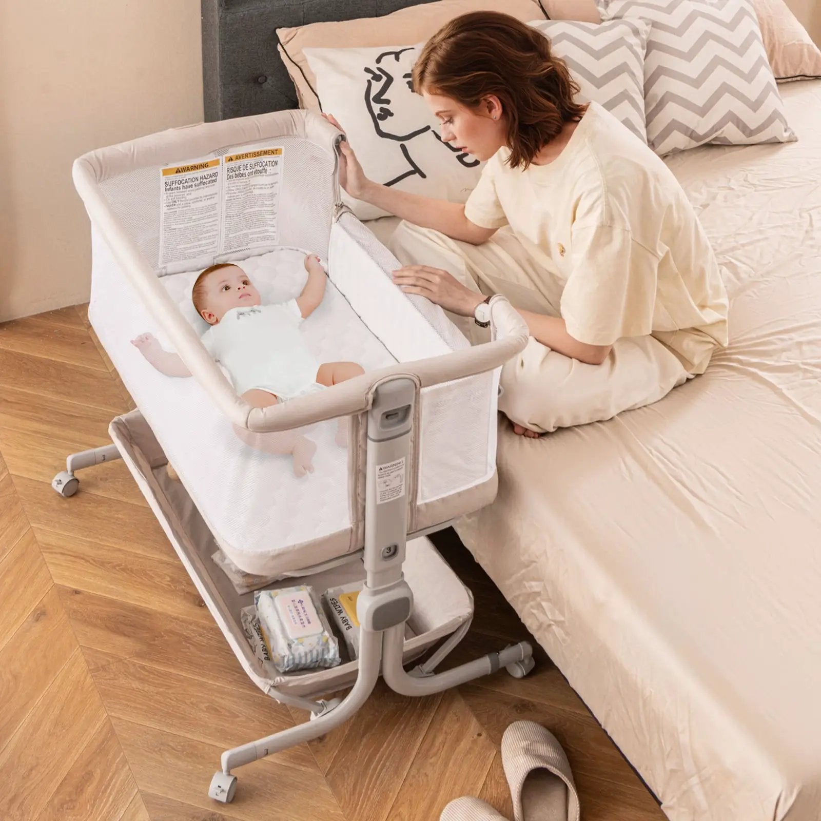 Bedside Sleeper Bassinet with 6-Level Adjustable Height by DirectDeals