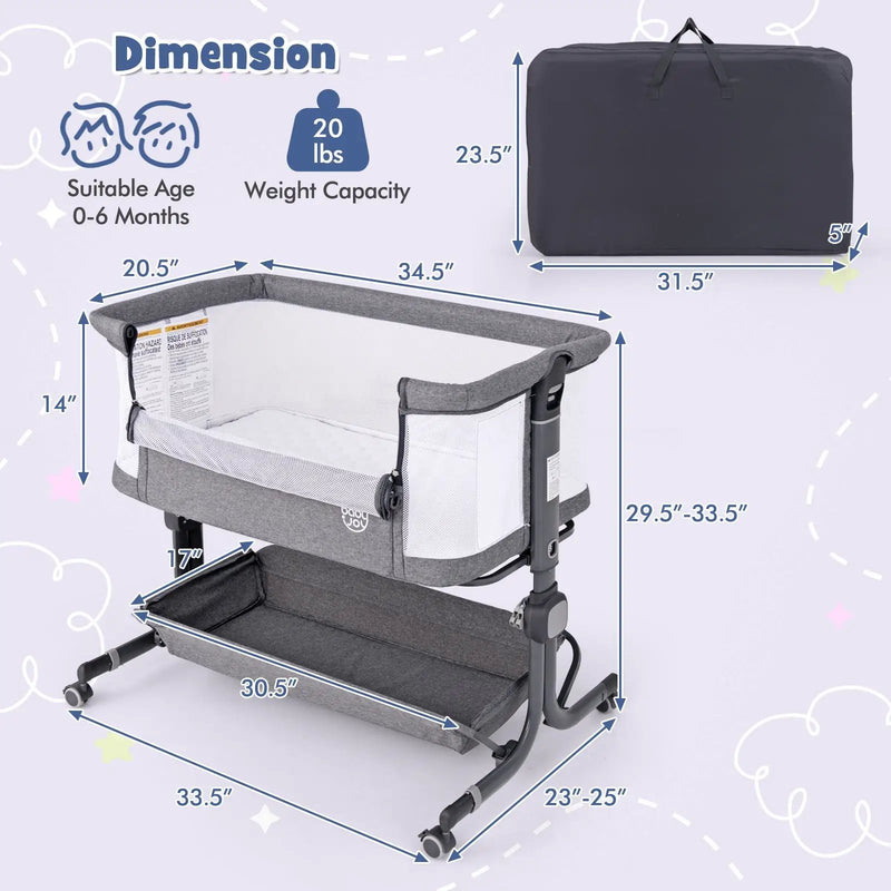 Bedside Sleeper Bassinet with 6-Level Adjustable Height by DirectDeals
