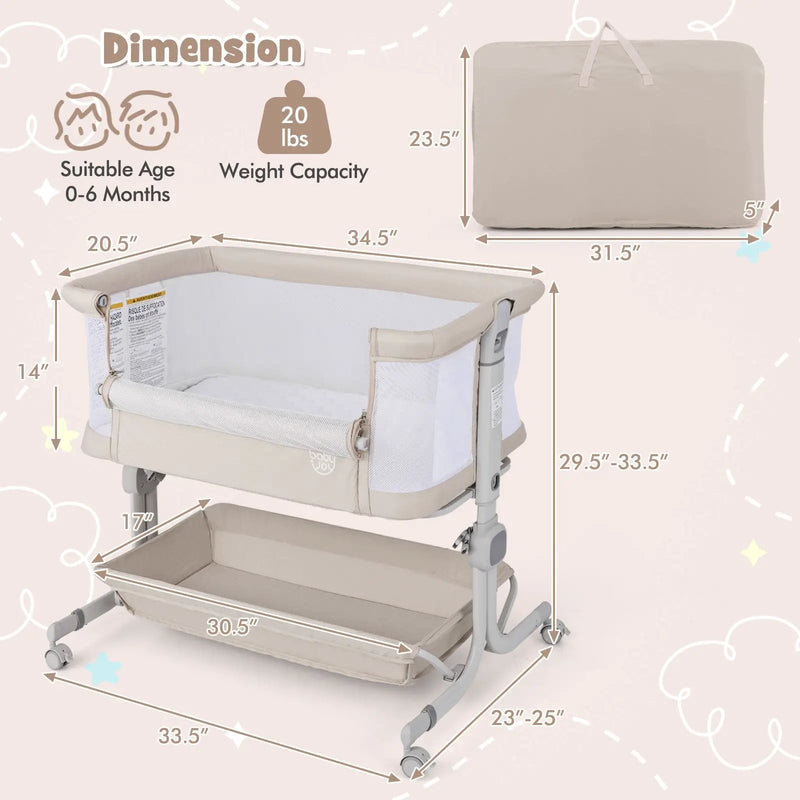 Bedside Sleeper Bassinet with 6-Level Adjustable Height by DirectDeals