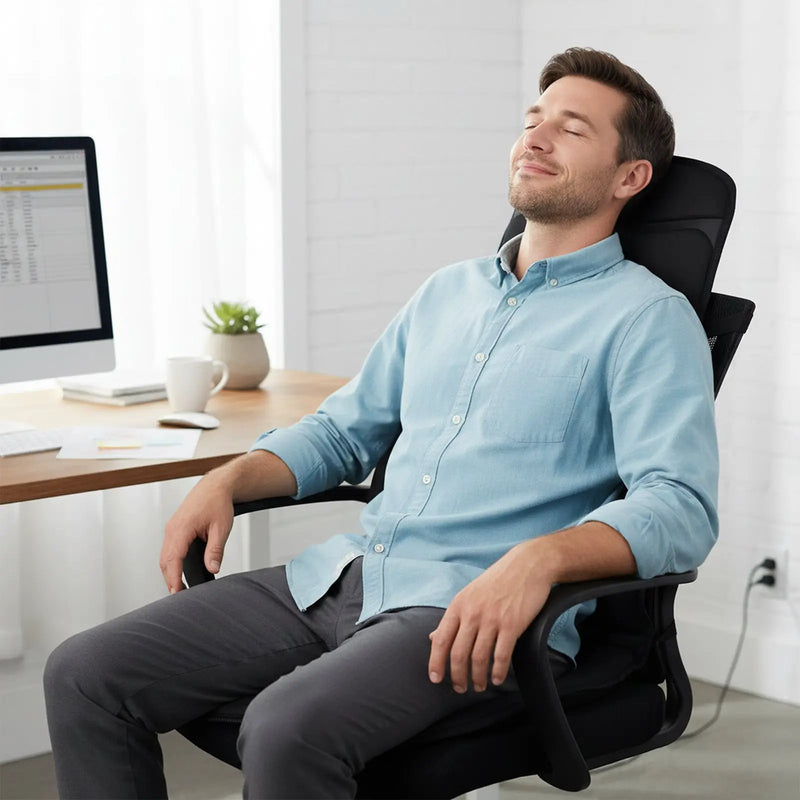 Back Massager Seat Cushion with Heat and 10 Vibration Motors for Pain Relief-Black by DirectDeals