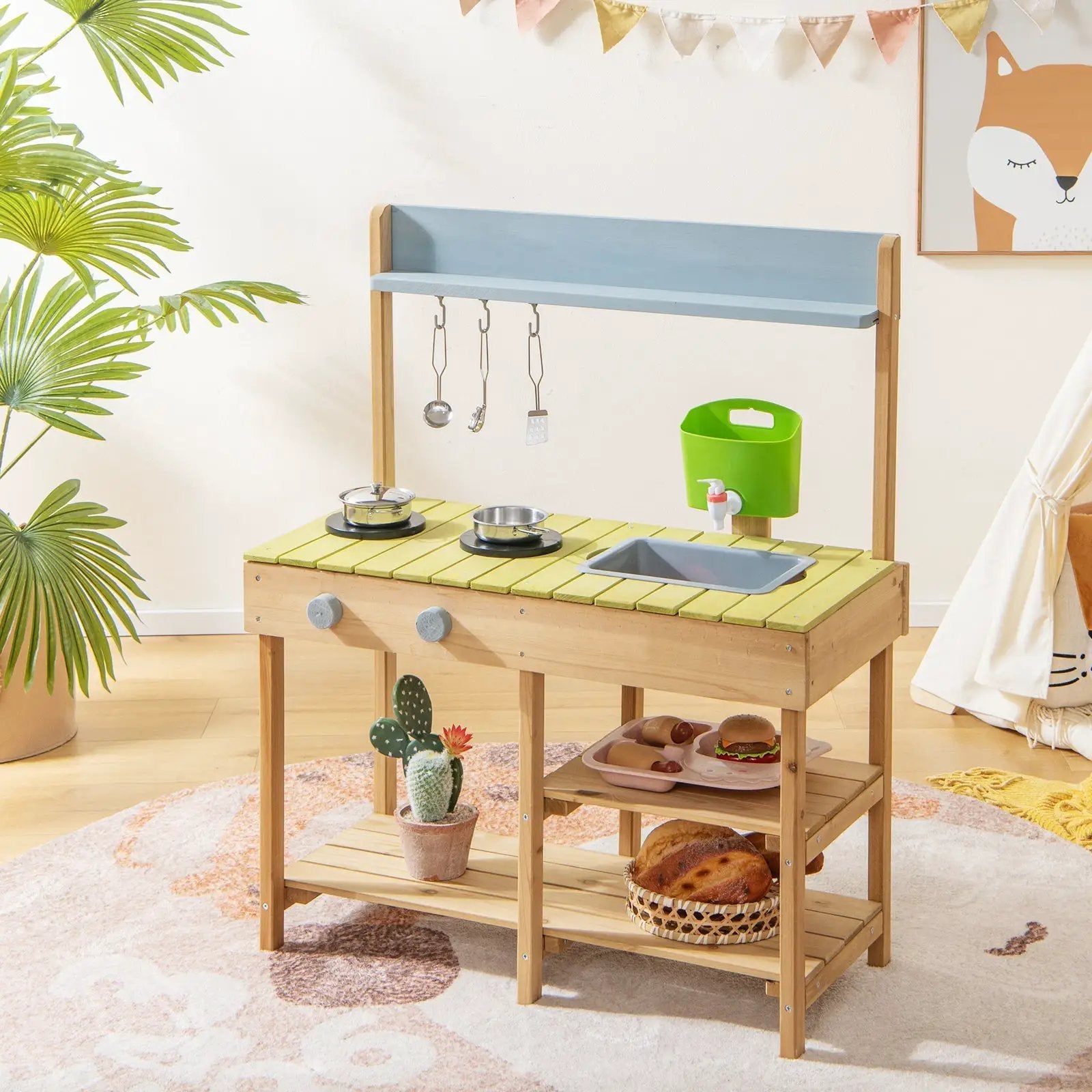 Backyard Pretend Play Toy Kitchen with Stove Top by DirectDeals