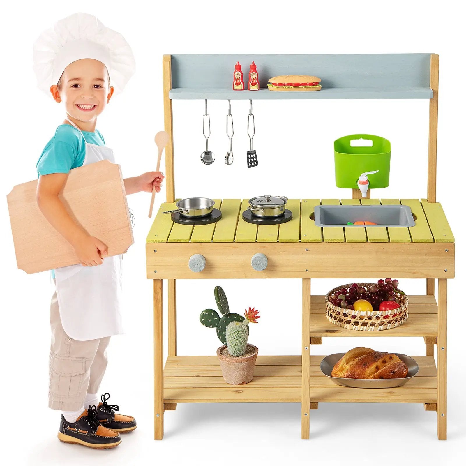 Backyard Pretend Play Toy Kitchen with Stove Top by DirectDeals