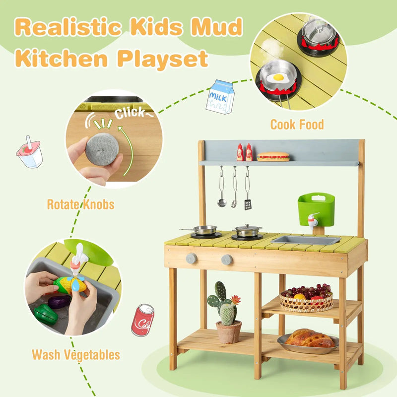 Backyard Pretend Play Toy Kitchen with Stove Top by DirectDeals