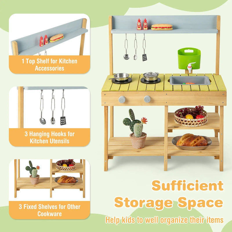Backyard Pretend Play Toy Kitchen with Stove Top by DirectDeals