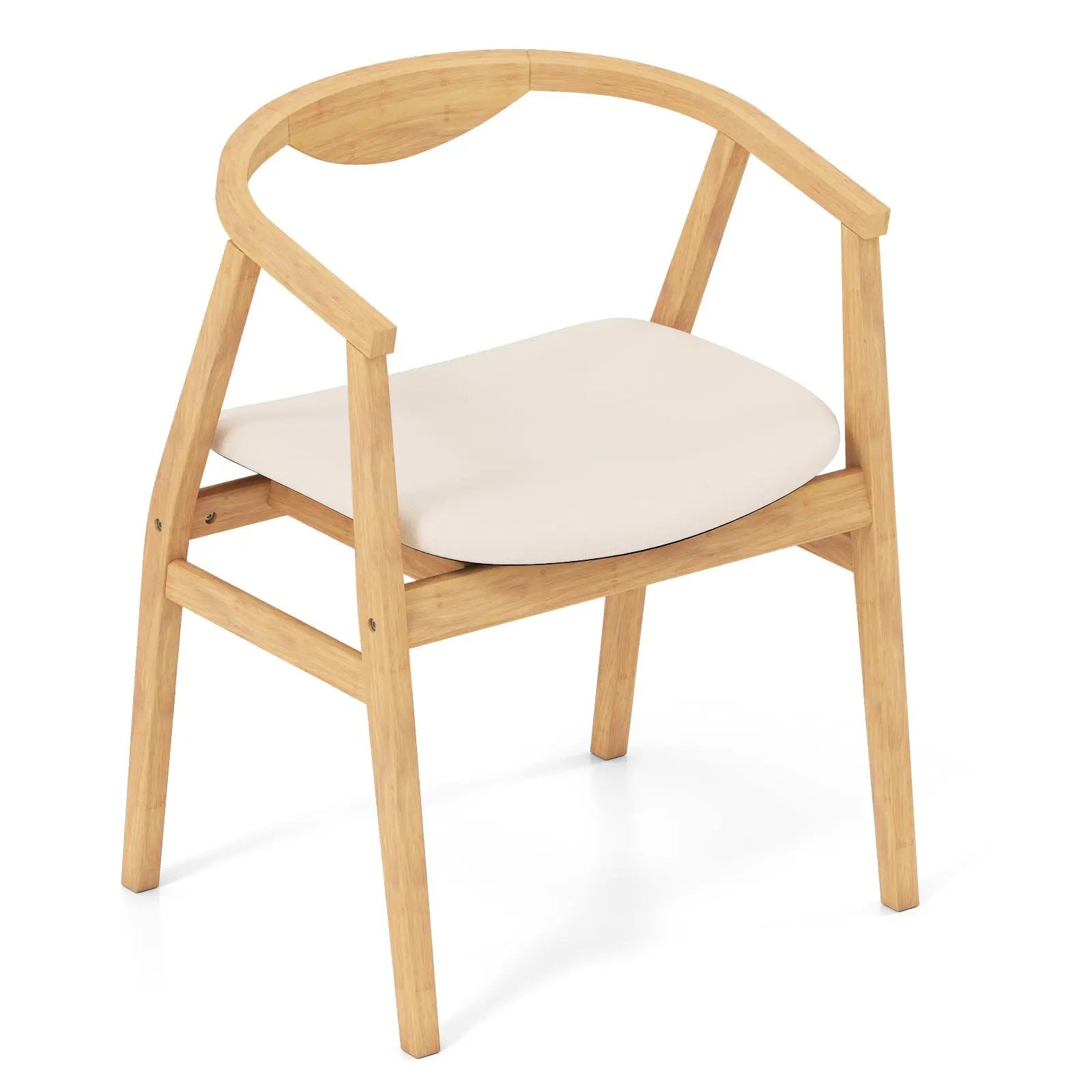 Bamboo Accent Chair with Armrest and Curved Backrest-Natural by DirectDeals