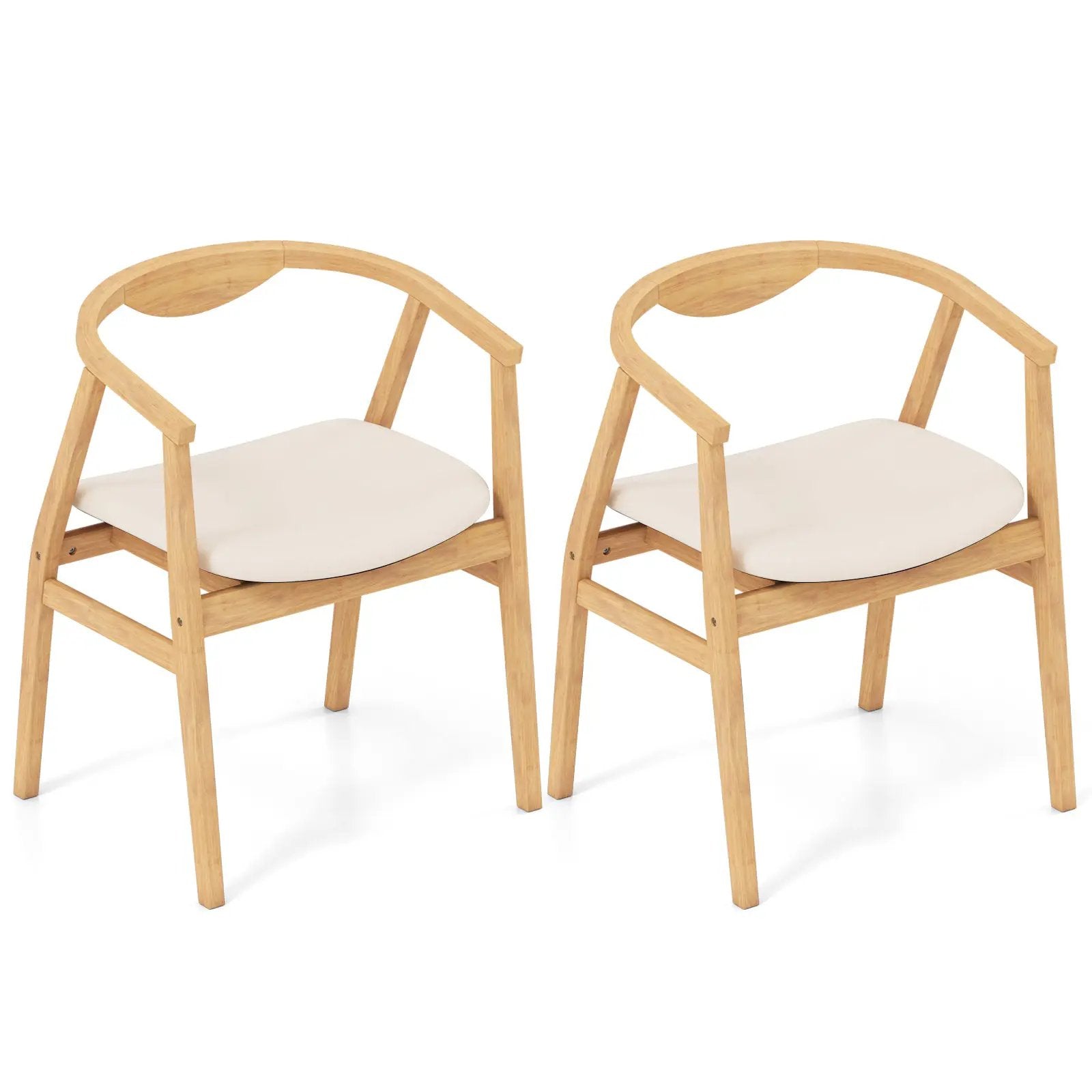 Bamboo Accent Chair with Armrest and Curved Backrest-Natural by DirectDeals