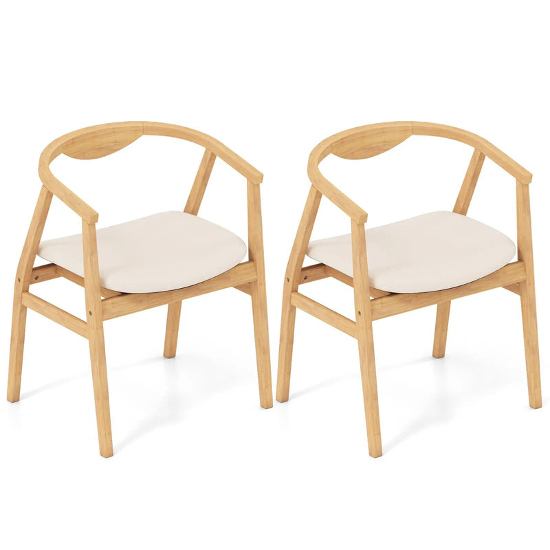 Bamboo Accent Chair with Armrest and Curved Backrest-Natural by DirectDeals
