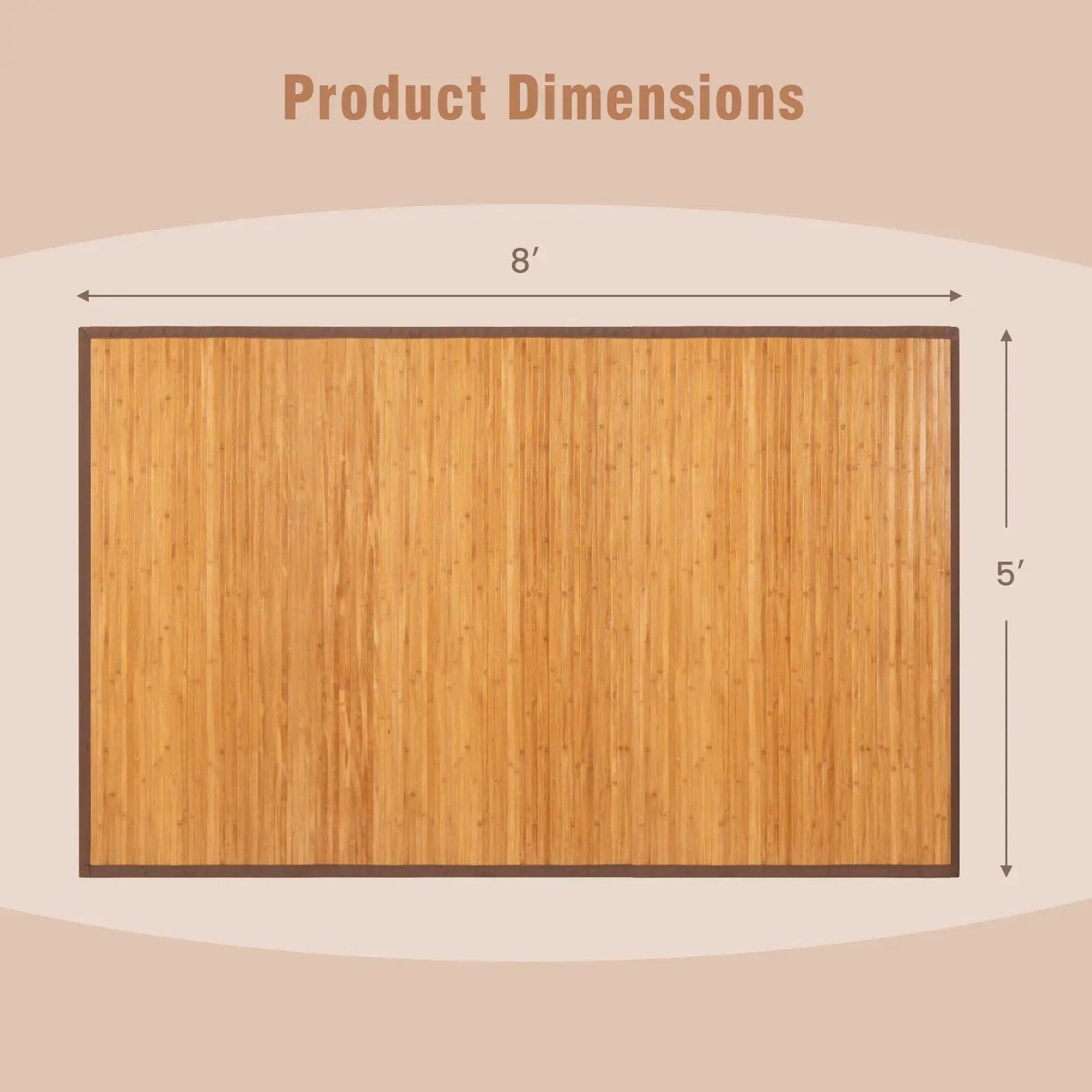 5 x 8 Feet Bamboo Floor Mat with Anti-Slip Backing for Living Room Bedroom by DirectDeals