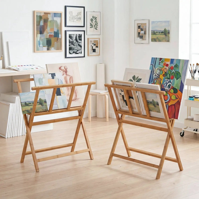 Bamboo Art Print Rack for Canvas Storage and Display by DirectDeals