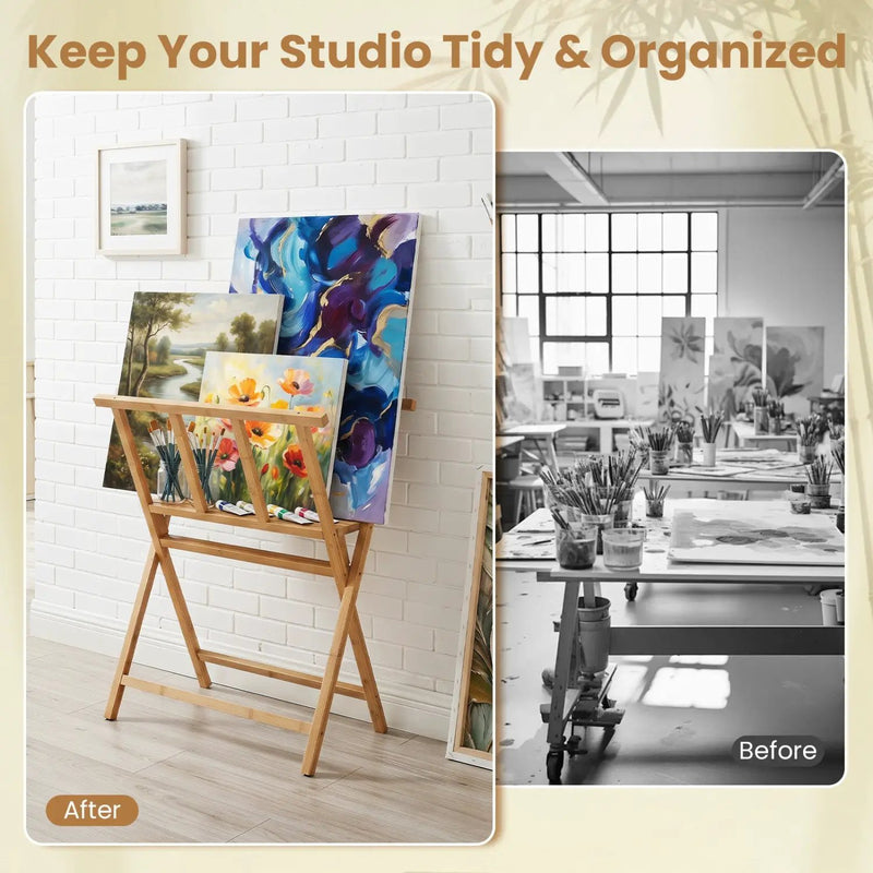Bamboo Art Print Rack for Canvas Storage and Display by DirectDeals