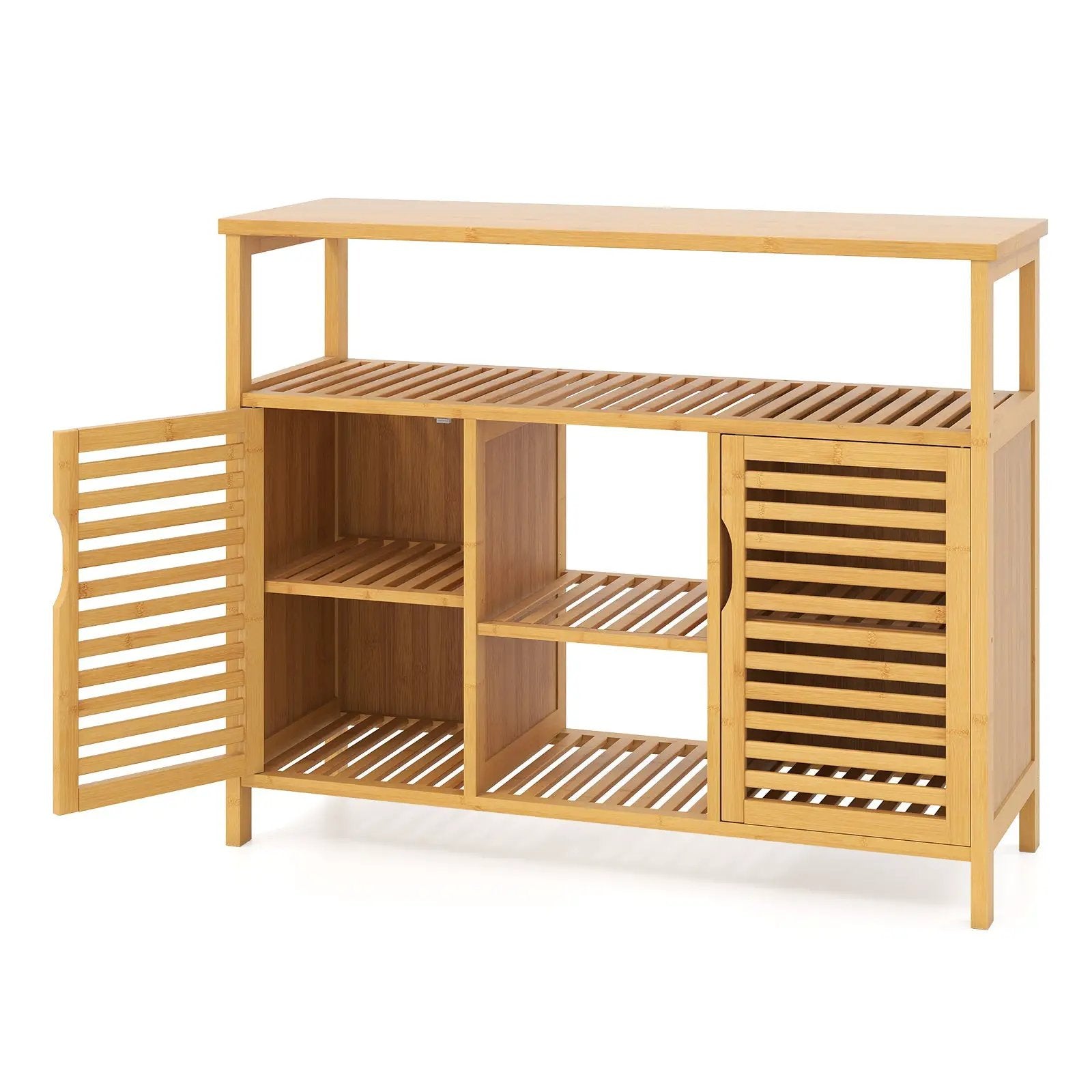 Bamboo Bathroom Cabinet with Shelves and Doors-Natural by DirectDeals