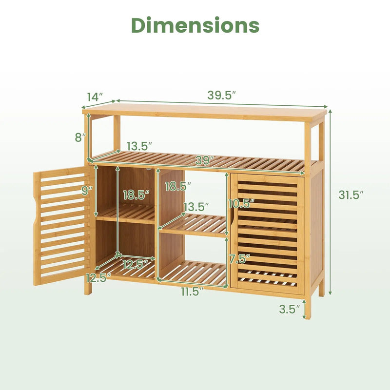Bamboo Bathroom Cabinet with Shelves and Doors-Natural by DirectDeals