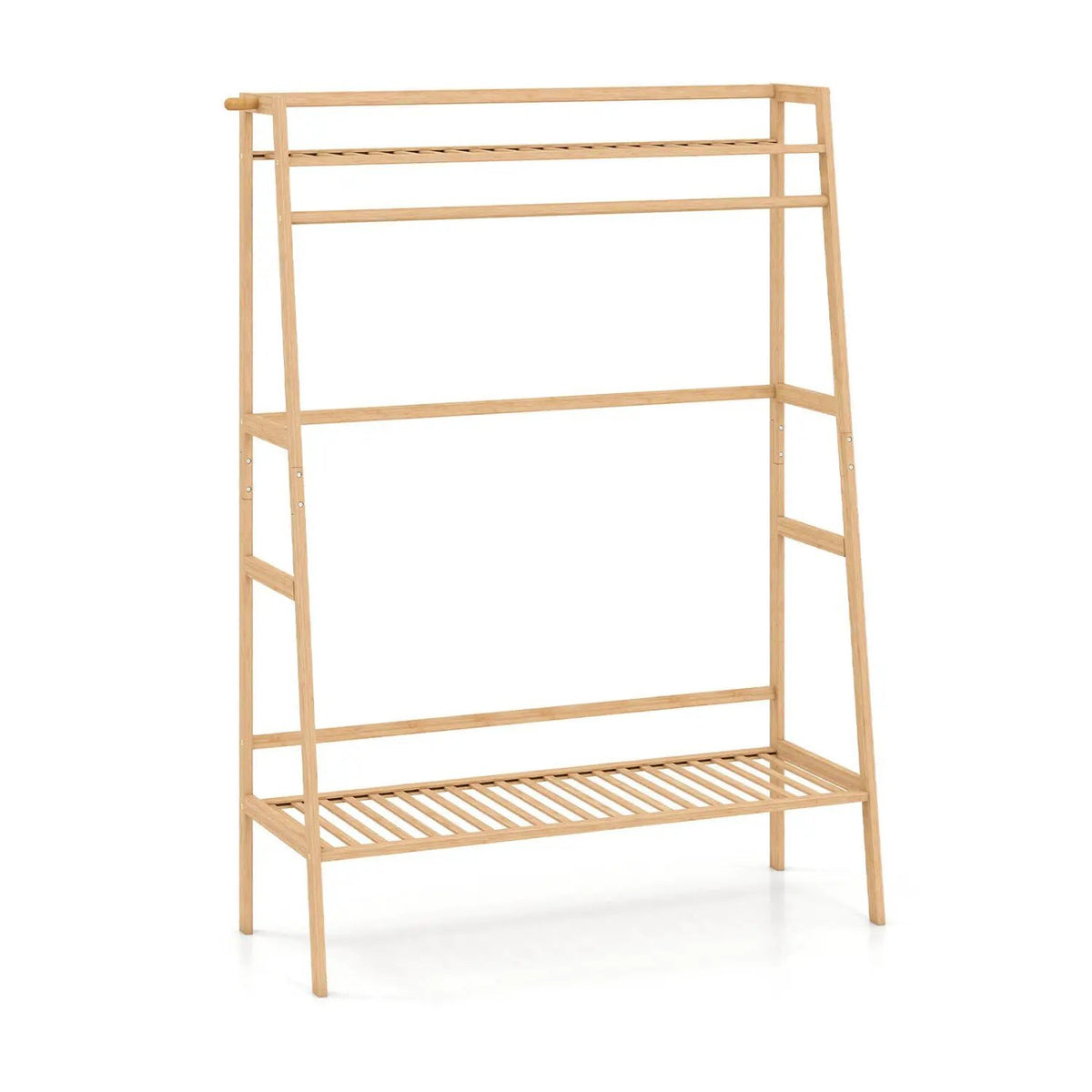 Bamboo Garment Rack with Shelves and Hanging Rod by DirectDeals