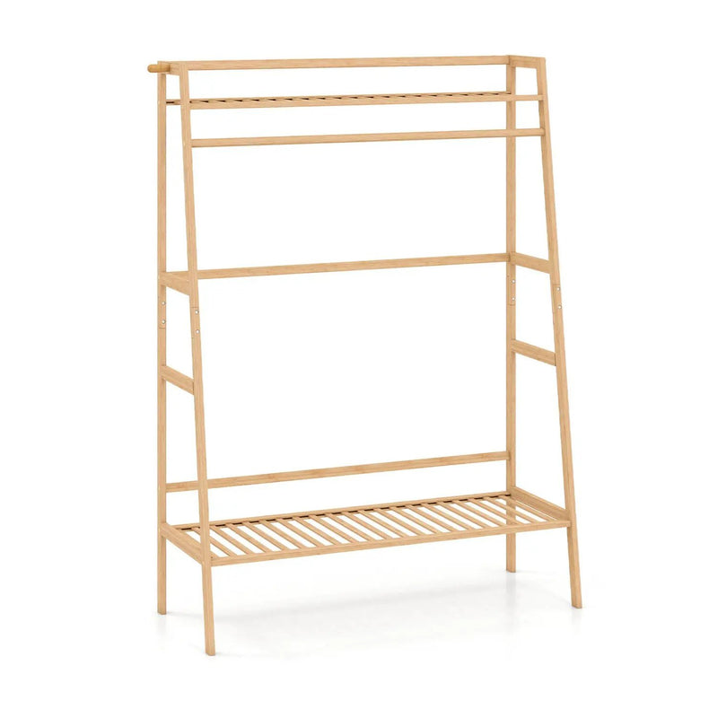 Bamboo Garment Rack with Shelves and Hanging Rod by DirectDeals
