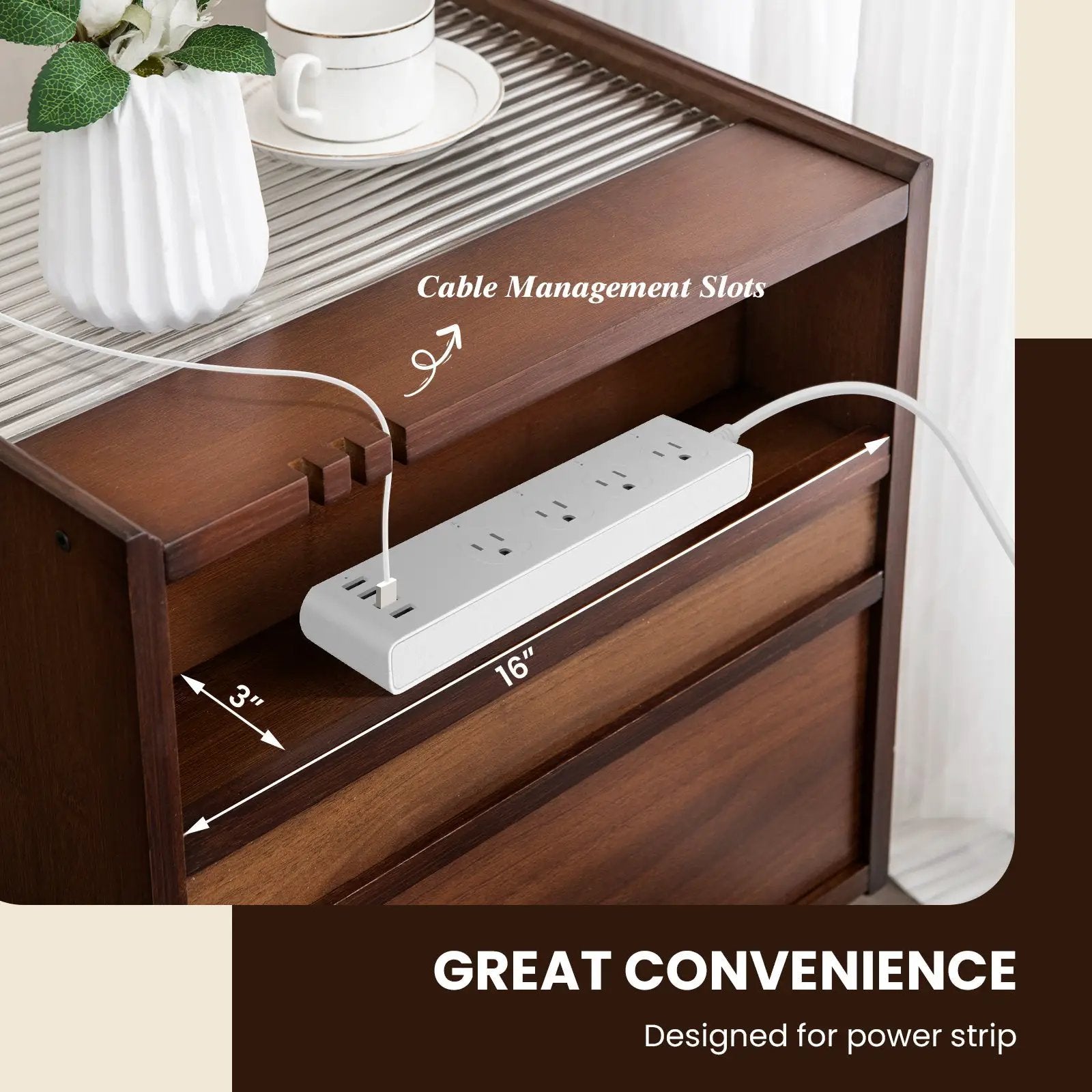 Bamboo Rattan Nightstand with Drawer and Solid Wood Legs by DirectDeals