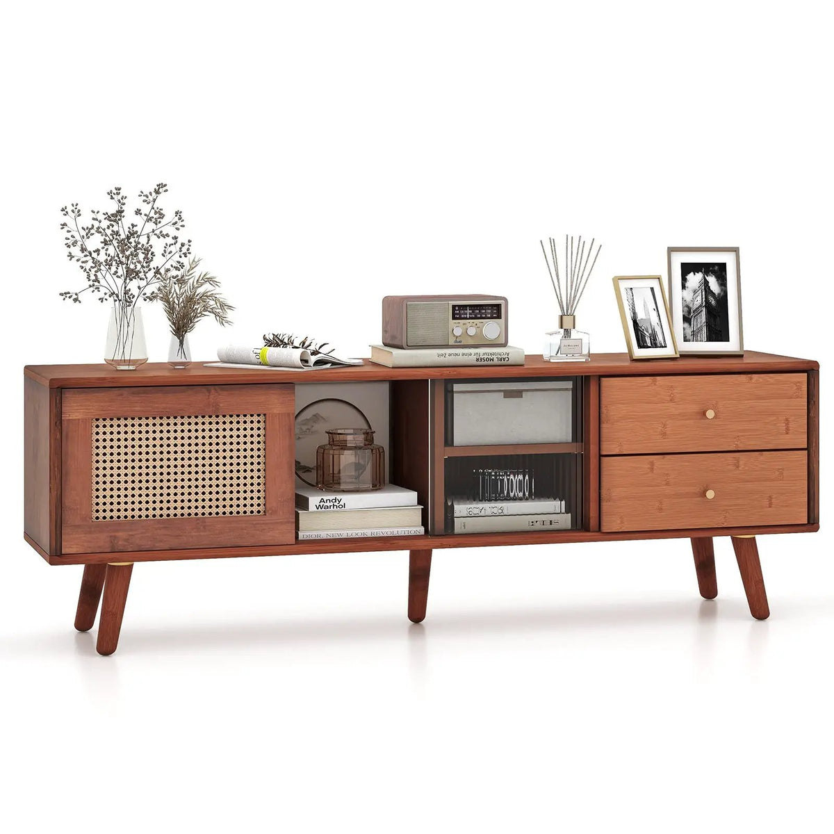 Bamboo TV Stand for TV up to 65 Inch by DirectDeals
