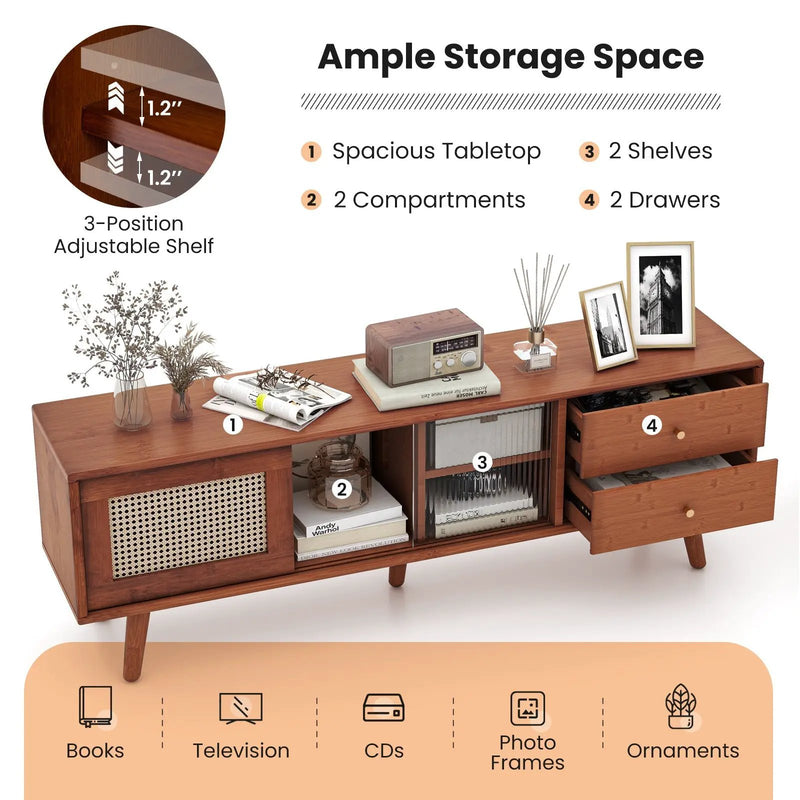 Bamboo TV Stand for TV up to 65 Inch by DirectDeals