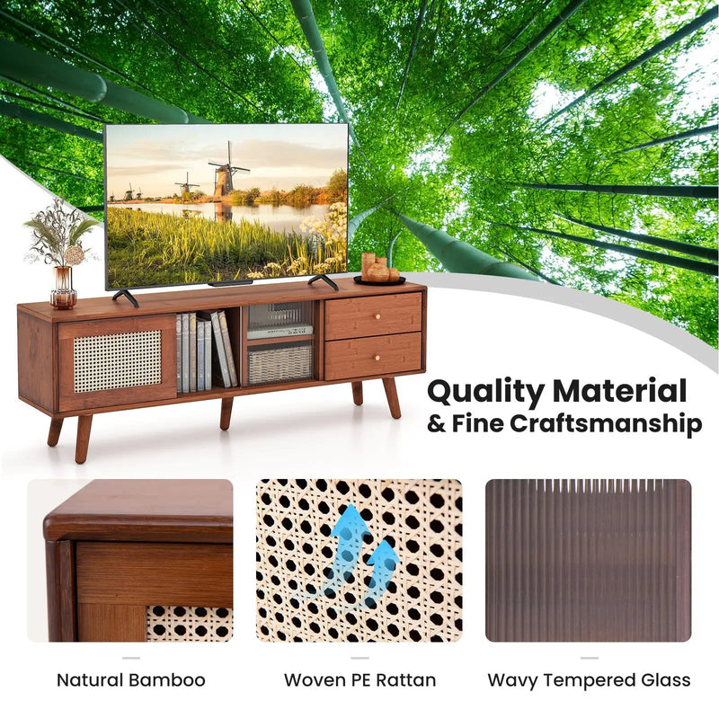 Bamboo TV Stand for TV up to 65 Inch by DirectDeals